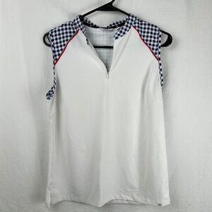 Lady Hagen women's USA Gingham White Sleeveless Golf Polo